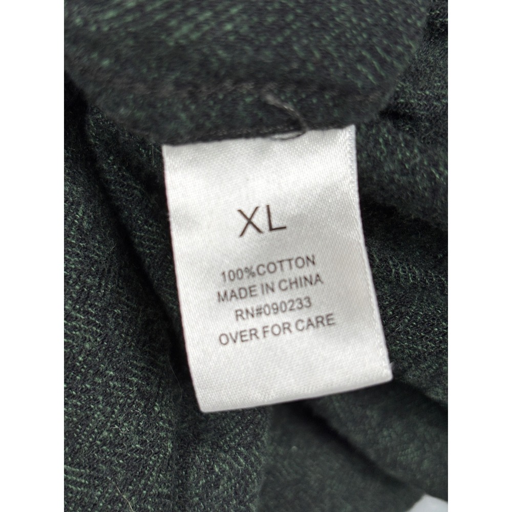 On The Byas Mens XL Green Herringbone Floral Pocket Button Down Shirt Cotton - Picture 9 of 10